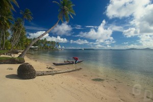 The perfect beach at the Blue Lagoon on the island of Chuuk also know as Truk Lagoon in Micronrsia South Pacific